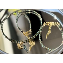 Turkus afrykański zestaw z kamieni naturalnych złoto zielony