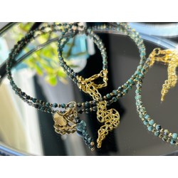 Turkus afrykański zestaw z kamieni naturalnych złoto zielony