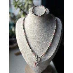 Jaspis dalmatyński rodonit zestaw z kamieni naturalnych