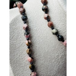 Zestaw z kamieni naturalnych Turmalin rodochrozyt naszyjnik
