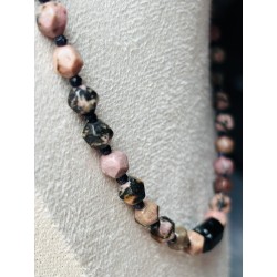 Zestaw z kamieni naturalnych Turmalin rodochrozyt naszyjnik