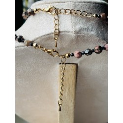 Zestaw z kamieni naturalnych Turmalin rodochrozyt naszyjnik