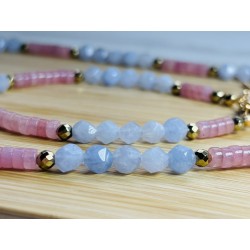 Zestaw Akwamaryn kwarc różowy kamienie naturalne