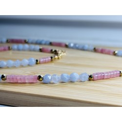 Zestaw Akwamaryn kwarc różowy kamienie naturalne