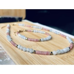 Zestaw Akwamaryn kwarc różowy kamienie naturalne