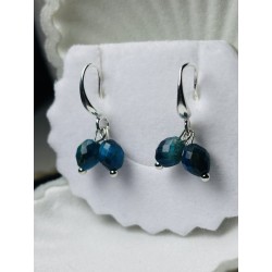 Kolczyki kamienie naturalne apatyt srebro 925 ciemny Morski