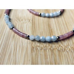 Zestaw Akwamaryn kwarc różowy kamienie naturalne