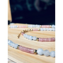 Zestaw Akwamaryn kwarc różowy kamienie naturalne