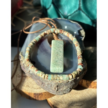 Zestaw boho kamienie naturalne amazonit jaspis