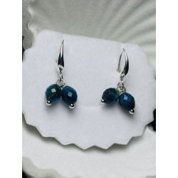 Kolczyki kamienie naturalne apatyt srebro 925 ciemny Morski