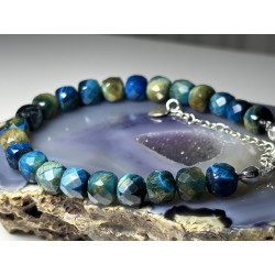 2 Apatyt ciemny turkus srebro 925 Fasetowane kwadraty