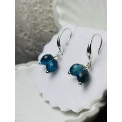 Kolczyki kamienie naturalne apatyt srebro 925 ciemny Morski
