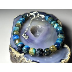 2 Apatyt ciemny turkus srebro 925 Fasetowane kwadraty