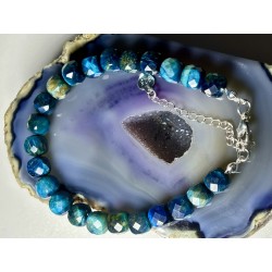 3 Apatyt ciemny turkus srebro 925 Fasetowane kwadraty