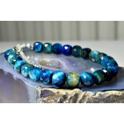 3 Apatyt ciemny turkus srebro 925 Fasetowane kwadraty