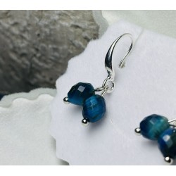 Kolczyki kamienie naturalne apatyt srebro 925 ciemny Morski