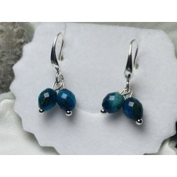 Kolczyki kamienie naturalne apatyt srebro 925 ciemny Morski