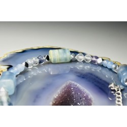 Kalcyt Calcite Akwamaryn Fluoryt hematyt srebro 925