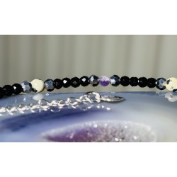 Bransoletka Jaspis dalmatyński ametyst rodonit srebro 925