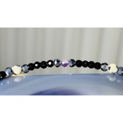 Bransoletka Jaspis dalmatyński ametyst rodonit srebro 925