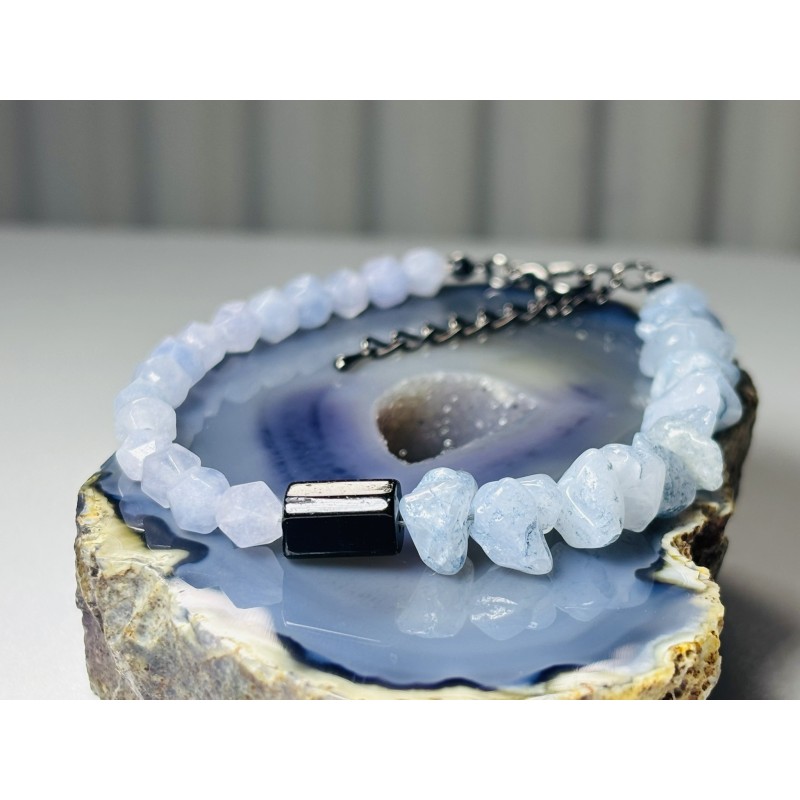 Akwamaryn turmalin bryłka Bransoletka z kamieni