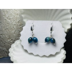 Kolczyki kamienie naturalne apatyt srebro 925 ciemny Morski
