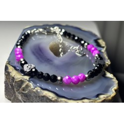 Różowo czarna spinel turmalin lawa serce srebro 925