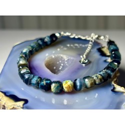 Hawk's eye sokole oko srebro 925 bransoletka kamień naturalny.