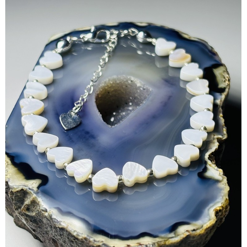 Muszla muszelka bransoletka serduszko srebro 925