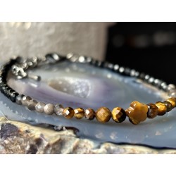 Tiger eye obsydian silver spinel srebrna bransoletka 925
