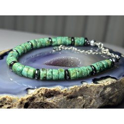 Turkus afrykański duże kamienie hematyt srebro 925