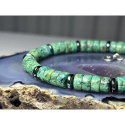 Turkus afrykański duże kamienie hematyt srebro 925