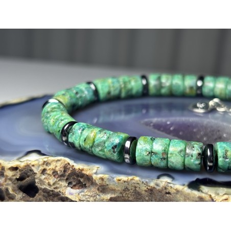 Turkus afrykański duże kamienie hematyt srebro 925