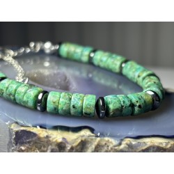 Turkus afrykański duże kamienie hematyt srebro 925