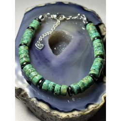 Turkus afrykański duże kamienie hematyt srebro 925