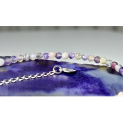 Ametyst liliowy labradoryt bransoletka srebro 925