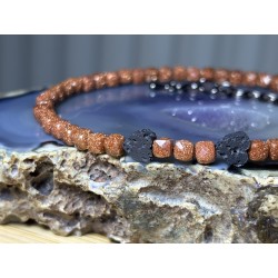 Piasek pustyni Lawa wulkaniczna bransoletka brązowa mieniąca