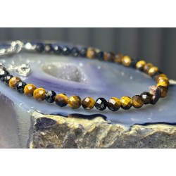Tiger eye turmalin bransoletka oko tygrysa srebro 925
