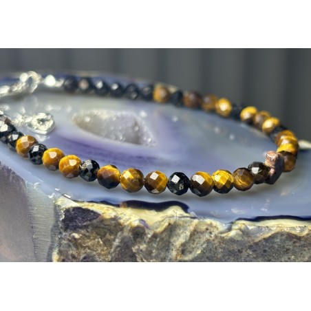 Tiger eye turmalin bransoletka oko tygrysa srebro 925