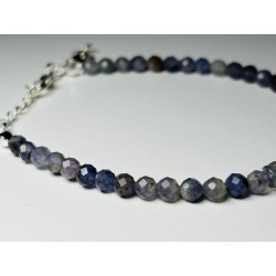 Bransoletka premium Cordieryt Labradoryt fasetowany srebro 925