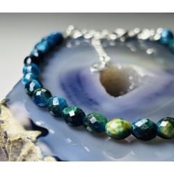 Ciemny morski Apatyt bransoletka srebro 925