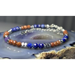 Piasek pustyni ametyst lapis lazuli hematyt srebro 925