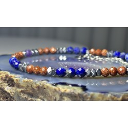 Piasek pustyni ametyst lapis lazuli hematyt srebro 925