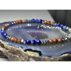 Piasek pustyni ametyst lapis lazuli hematyt srebro 925