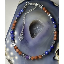 Piasek pustyni ametyst lapis lazuli hematyt srebro 925