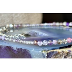 Ametyst serce kwarc dymny kamień księżycowy srebro 925