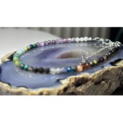 Multikolor zielono fioletowa srebro 925 bransoletka