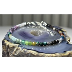 Multikolor zielono fioletowa srebro 925 bransoletka