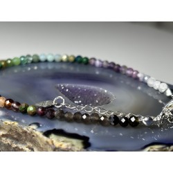 Multikolor zielono fioletowa srebro 925 bransoletka