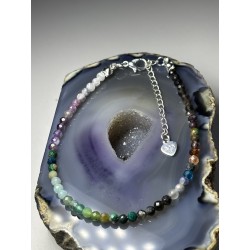 Multikolor zielono fioletowa srebro 925 bransoletka